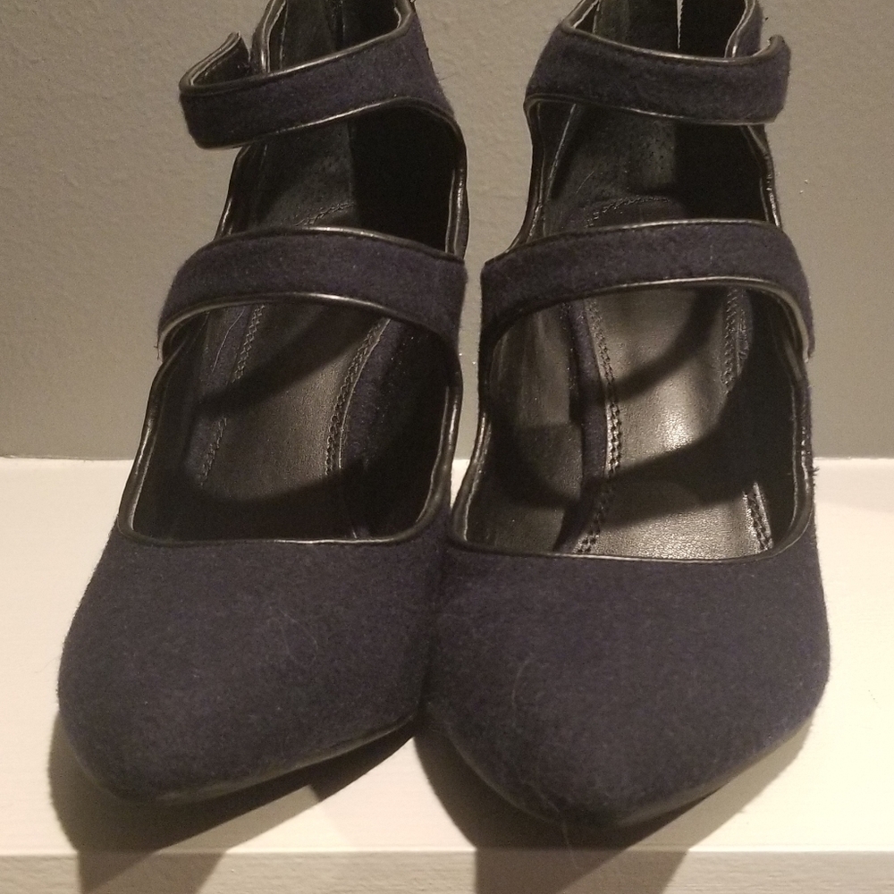 Navy Blue Block Heels